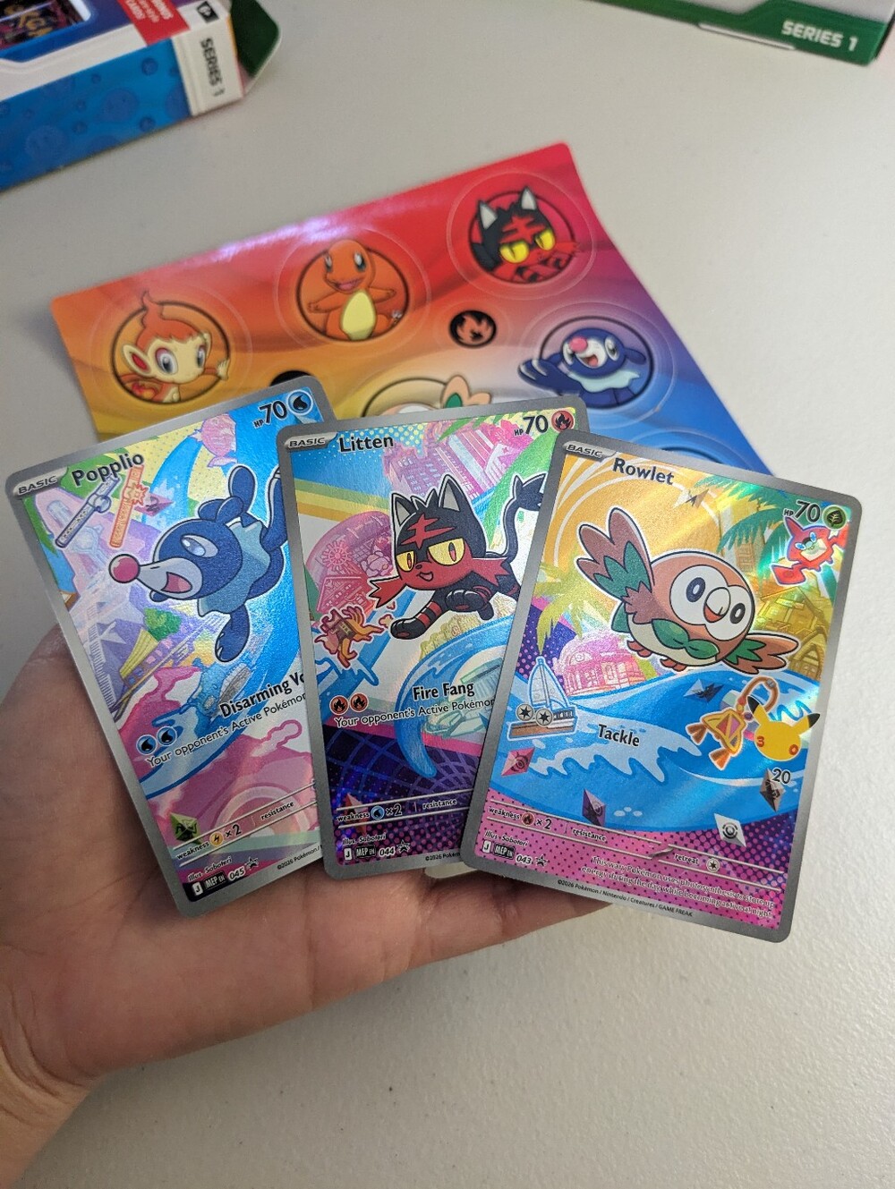Pokemon First Partner Collection Series 1 - Rowlet Popplio Litten 3 Promo Cards - Picture 15 of 16